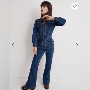 Denim Flare Jumpsuit Size 8/Med